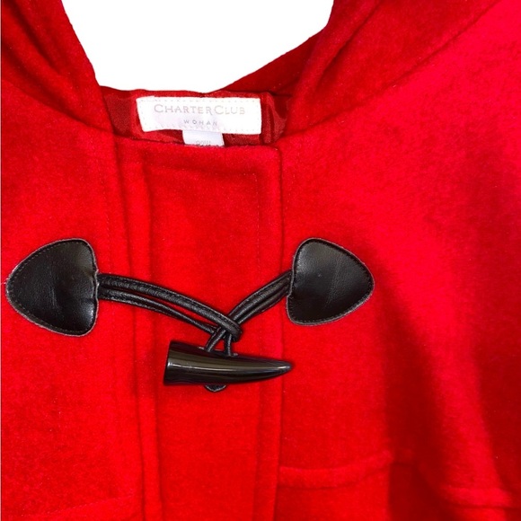 charter club red wool hooded duffle Coat toggle buttons
Fall winter Holiday coat - Picture 2 of 10